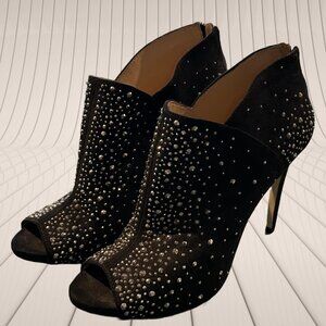 Rhinestone Peep Toe INC heeled bootie